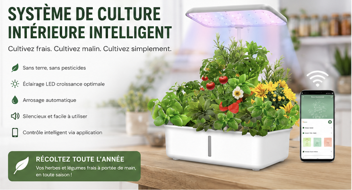 Système de culture intérieure intelligent avec contrôle via application