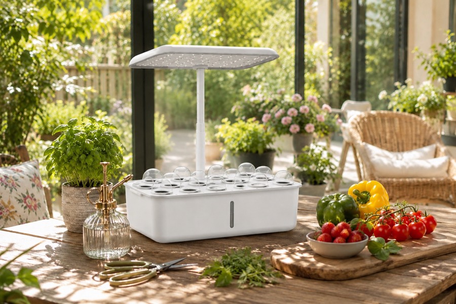 Kit Growly prêt à planter sur une table lumineuse